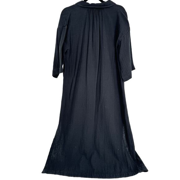 Madewell Lightestspun Cover-Up Collared Maxi Shirtdress Black‎ Size Small - Picture 5 of 11